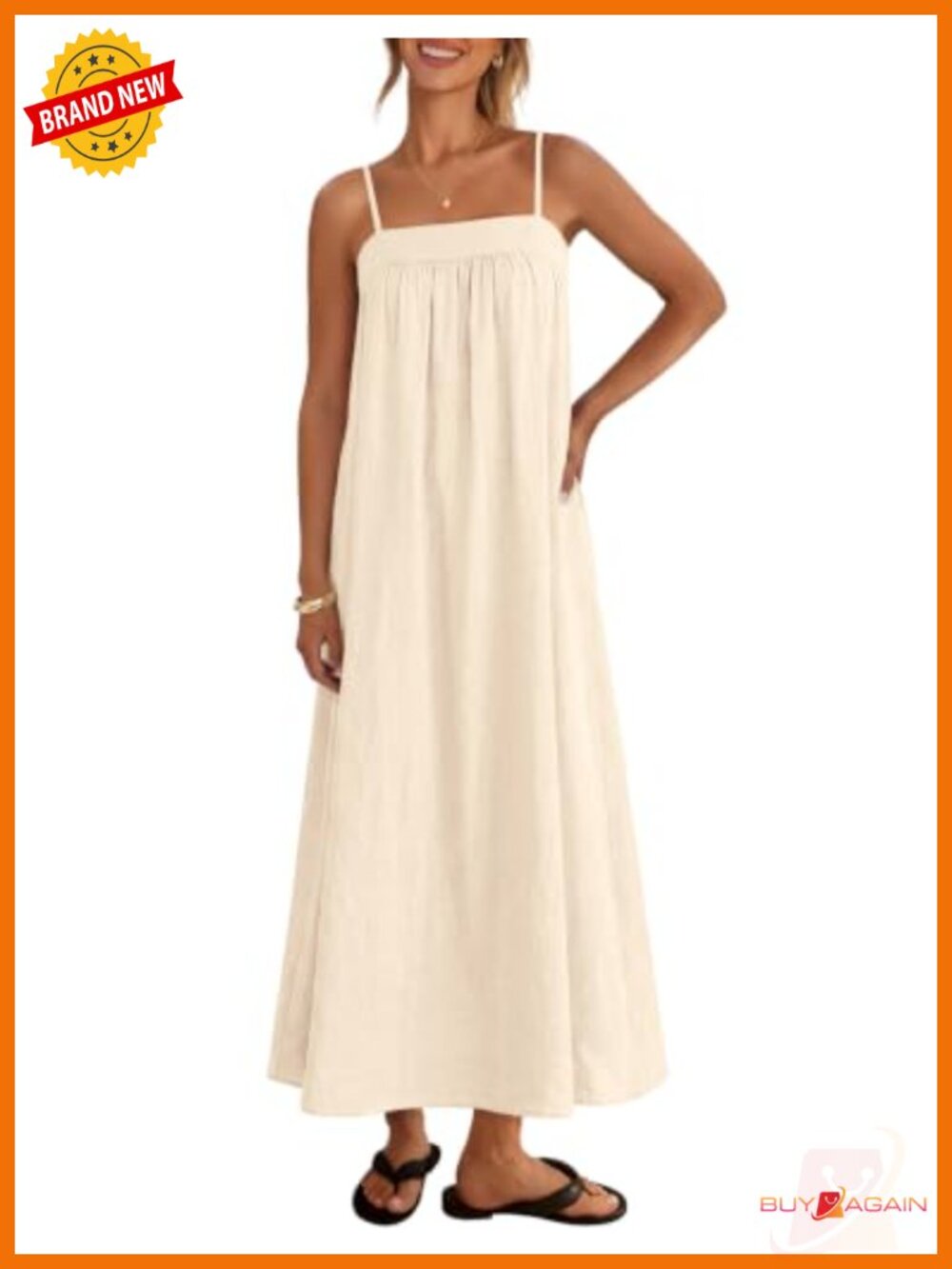 Women's Sleeveless Boho Maxi Sundress Square Neck Vacation Dress